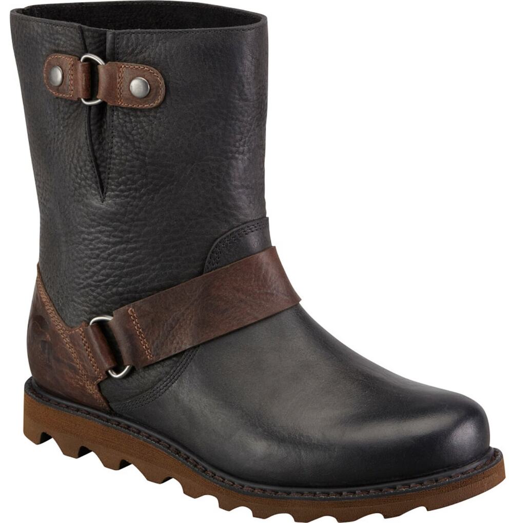 Sorel Scotia Boots Mid Calf Engineer Waterproof Leather Slip On Black Brown 9.5